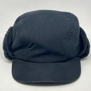 Broner Duck Work Cap Winter Hat Canvas Faux Fur Ear Flap Hunter Black M Medium